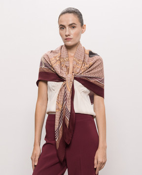 Twinset Бордовый платок с шерстью в принт Lucky Charms 262TO5530