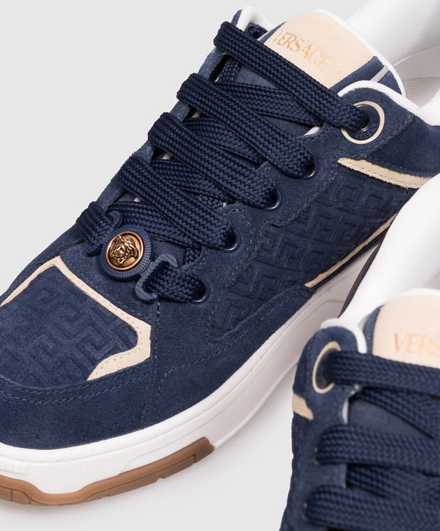 Versace Синие замшевые кроссовки Biggie Basket 10256551A18539 изображение 5