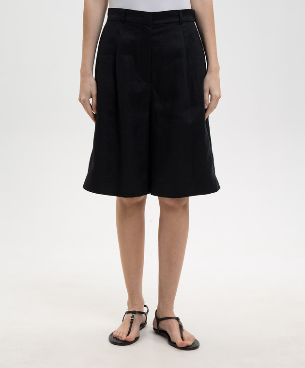 Max Mara Черные бермуды CARAVAN из льна MSTCARAVAN изображение 3