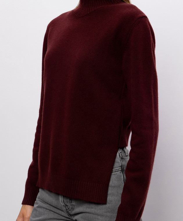Jil Sander Бордовый гольф из шерсти асимметричного кроя J02GP0271J14870 изображение 5