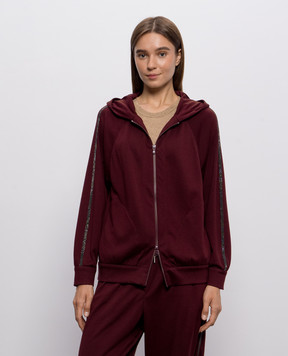 Brunello Cucinelli Бордова спортивна куртка з шовком MP828SM606