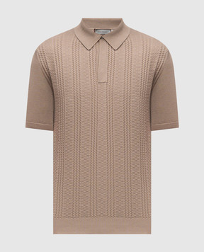 Canali Бежевое поло в узор MK02463C1177