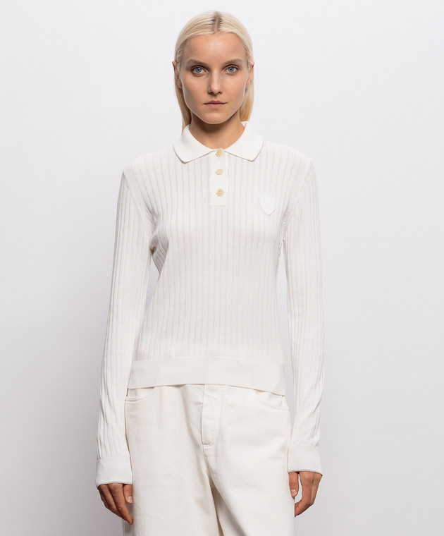 Brunello Cucinelli Поло цвета айвори с нашивкой эмблемы M19258205 изображение 3