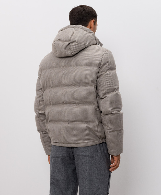 Brunello Cucinelli Серый пуховик с кашемиром и шелком в узор MM4261826 изображение 4