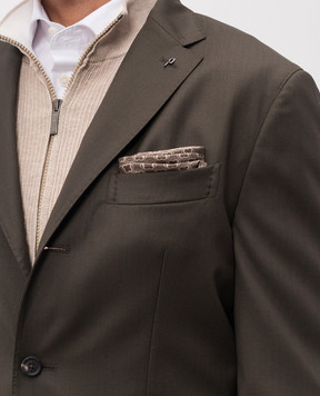 Peserico Коричнева хустка-паше із шовку в брендовий принт R71023C0CC804