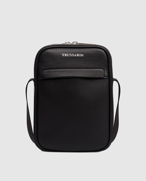 Trussardi Чорна шкіряна сумка з принтом логотипа Z589E006428NMBC02L33