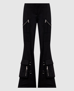 Off-White Чорні штани кльош з вовною 2LH00268G