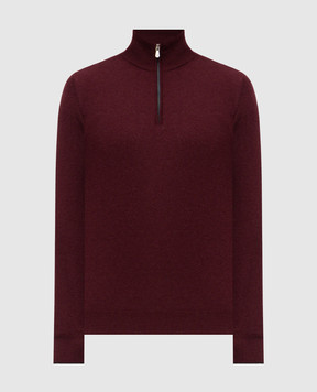 Brunello Cucinelli Бордовый джемпер из кашемира с молнией M2200124