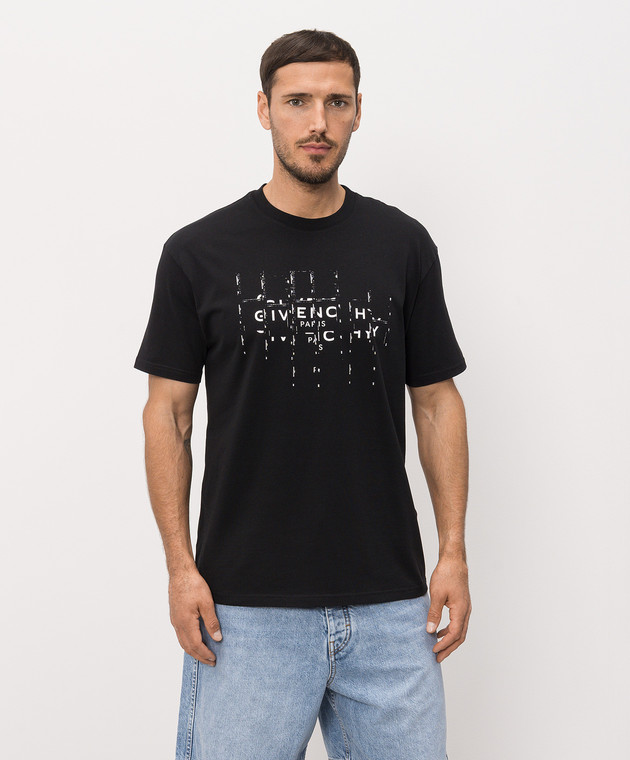 Givenchy Черная футболка с принтом логотипа BM71NK3YU9 изображение 3