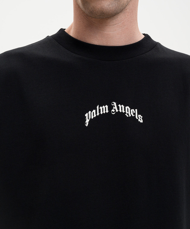 Palm Angels Чорна футболка з принтом логотипа PMAA10BS26JER007 зображення 5