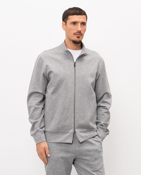 ISAIA Сіра меланжева спортивна куртка з вишивкою емблеми MFRI19J0300