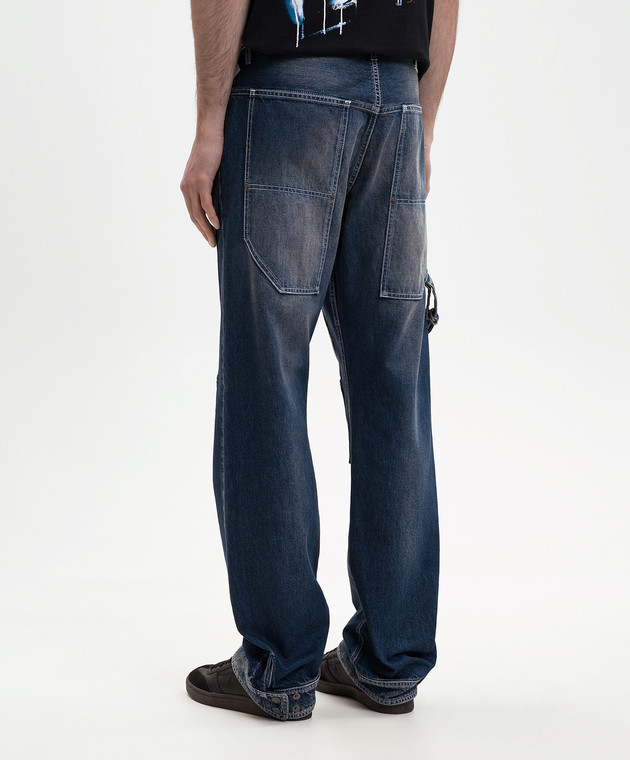 Off-White Синие джинсы-карго с эффектом потертости 44XYA196S26D002 изображение 3