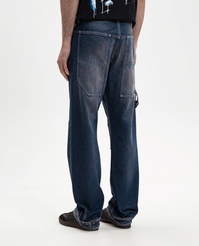 Off-White Синие джинсы-карго с эффектом потертости 44XYA196S26D002