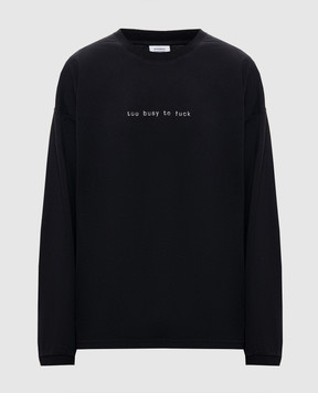 Vetements Черный лонгслив с надписью MH27LS198Bw