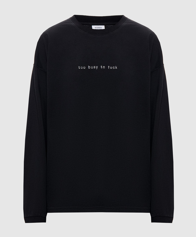 Vetements Черный лонгслив с надписью MH27LS198Bw