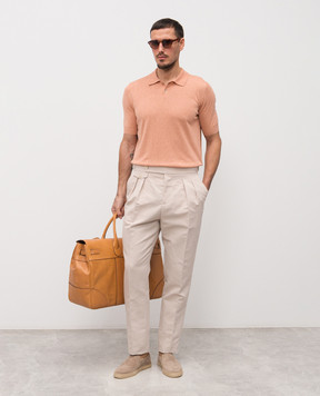 Brunello Cucinelli Бежевые брюки с льном MH253M5030
