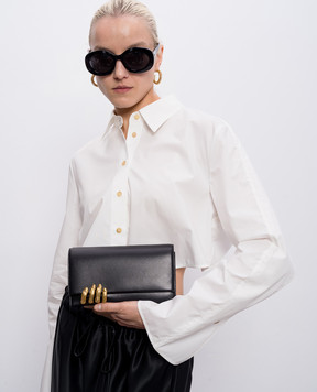 Khaite Чорний шкіряний клатч Sculpted Hand H40181015