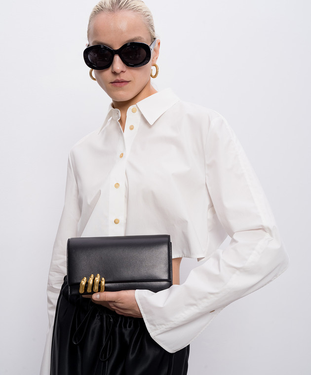 Khaite Чорний шкіряний клатч Sculpted Hand H40181015 зображення 2