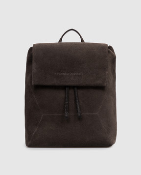 Brunello Cucinelli Коричневый замшевый рюкзак с тиснением логотипа MBDLB2826P
