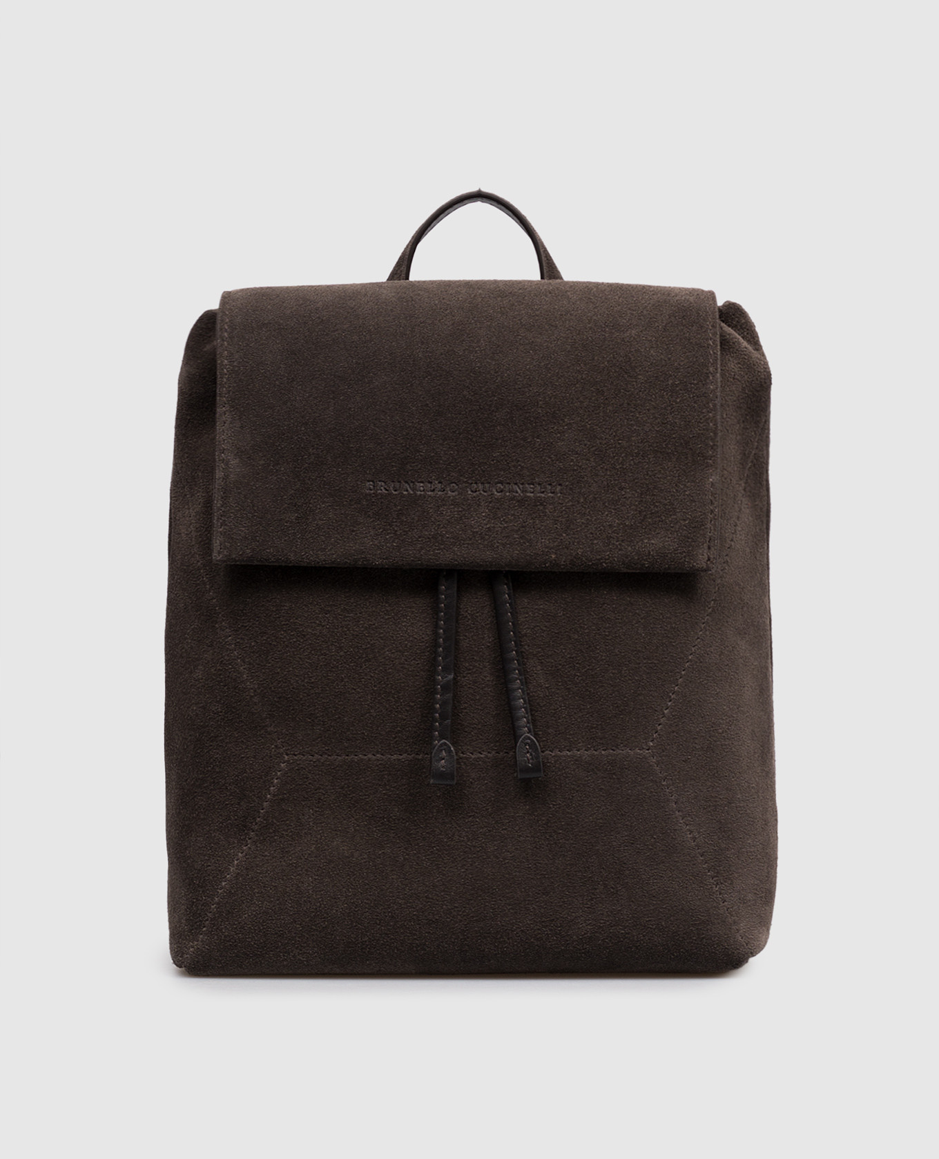 Коричневый замшевый рюкзак с тиснением логотипа