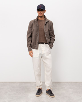Brunello Cucinelli Брюки из льна цвета айвори MH249S2470