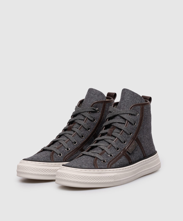Brunello Cucinelli Серые хайтопы с цепочкой мониль MZ38G3331P изображение 2
