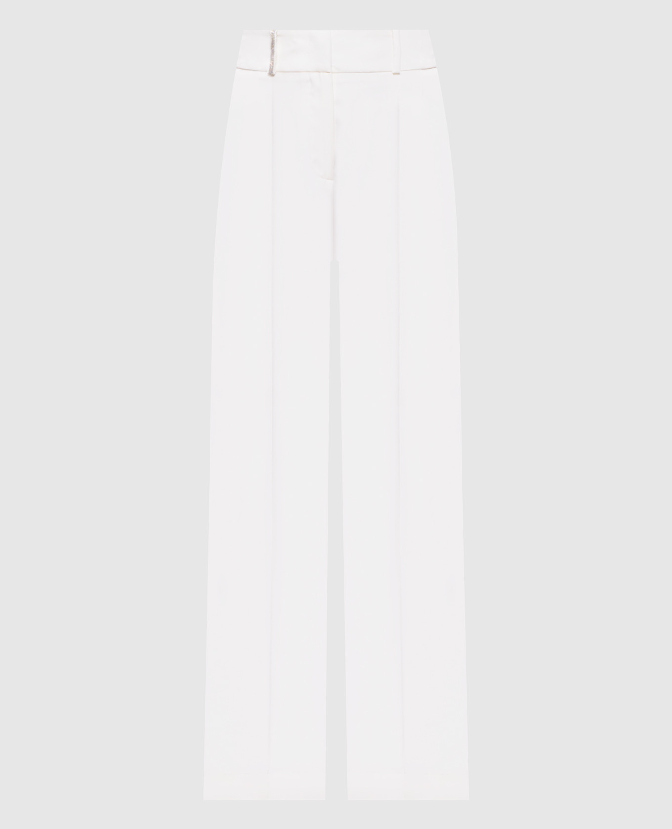 

Белые брюки из шерсти с цепочкой мониль, Белый, Широкие брюки