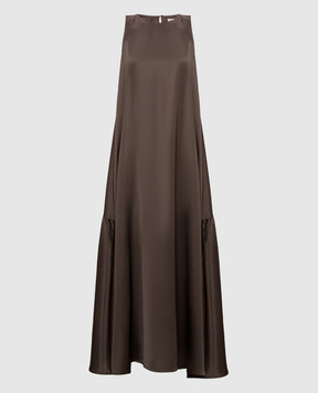 Peserico Коричнева сукня максі з ланцюжком моніль A0222706638