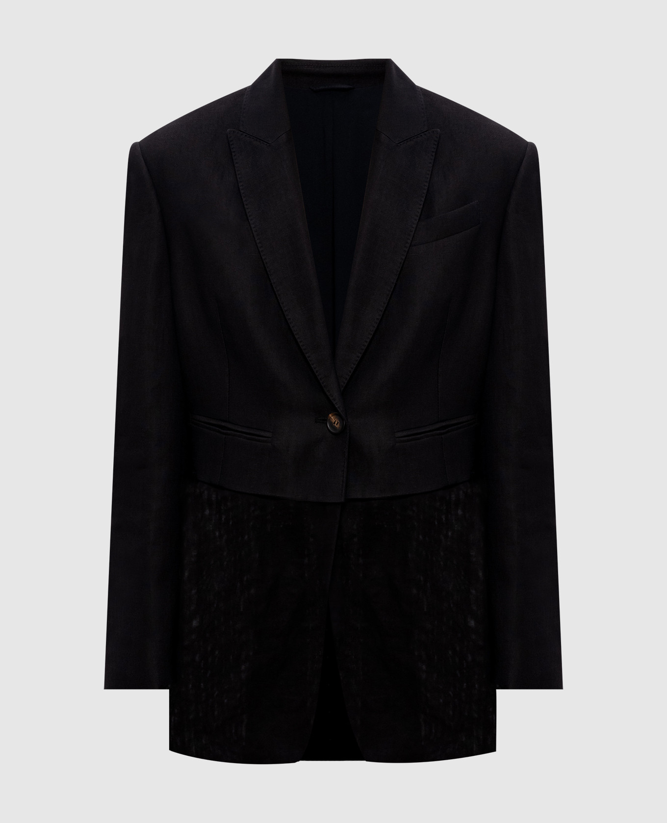 Чорний жакет з льоном