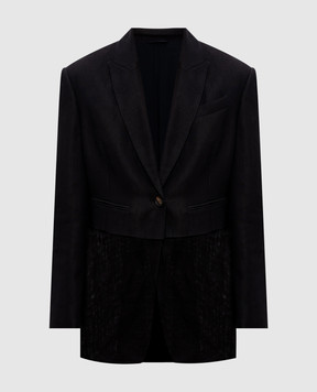 Brunello Cucinelli Чорний жакет з льоном MH1267181