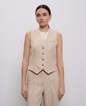 Peserico Бежевый жилет с льном A0303101920