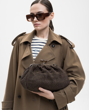 Max Mara Weekend Коричневая плетеная сумка Pasticcino из рафии WKAFORTUNA