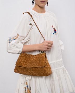 Bottega Veneta Замшевая коричневая сумка Giorno 857657V5ZZ0