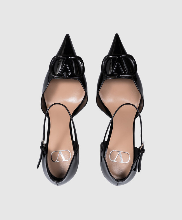 Valentino Чорні шкіряні лаковані туфлі D'Orsay з емблемою 9W2S0NN6DUW зображення 4