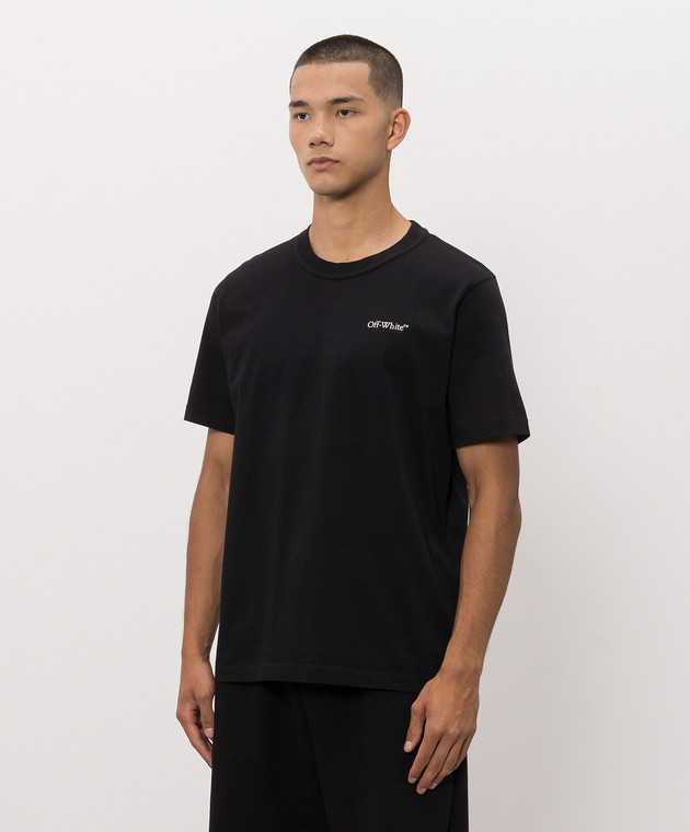 Off-White Черная футболка с принтом логотипа 44MAA16MF26J00M изображение 3