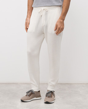 Brunello Cucinelli Белые джогеры в рубчик M29201019G