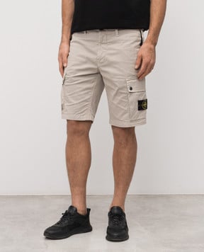 Stone Island Бежевые шорты-карго с логотипом L1S15L100019S0A10