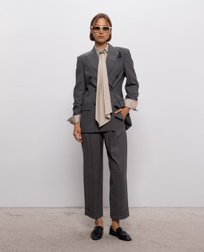 Brunello Cucinelli Сірий двобортний жакет з вовною M0W077038P