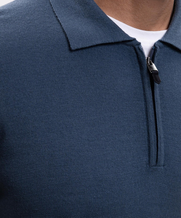 Canali Поло синього кольору з вовни MK01149C0572 зображення 5