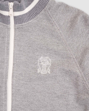 Brunello Cucinelli Дитяча сіра спортивна куртка з люрексом BG930E892C