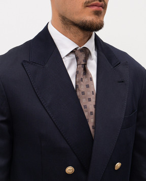 Brunello Cucinelli Сіра краватка із шовку у візерунок MX8600018