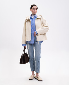 Yves Salomon Army Шкіряна куртка кольору айворі 26EFV03062L05W