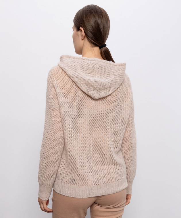 Peserico Бежевое ажурное худи с пайетками A99242F0509335 изображение 4