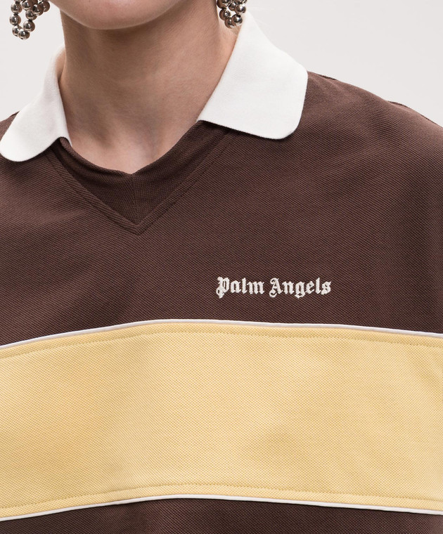 Palm Angels Коричневий топ з коміром-поло PWGB017S26FAB001 зображення 5