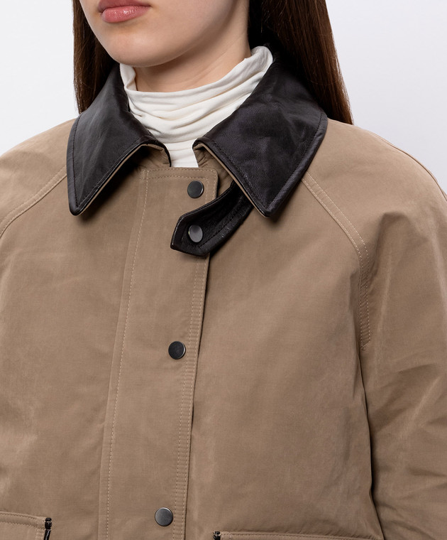 Brunello Cucinelli Пухова куртка бежевого кольору з ланцюжком моніль MG5457551P зображення 5