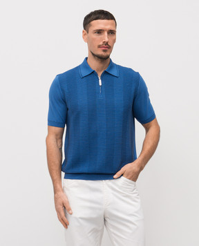 Stefano Ricci Синее поло с шелком K818104P31F26170