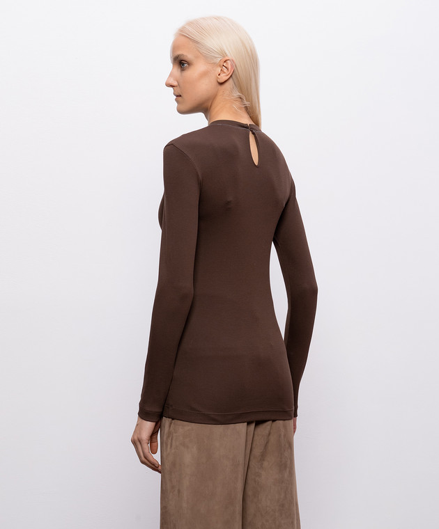 Brunello Cucinelli Коричневый лонгслив с цепочкой мониль MPTC8BJ300 изображение 4
