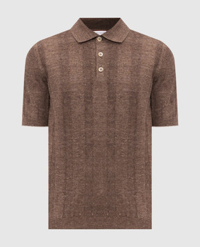 Brunello Cucinelli Коричневое поло с леном M2L707815