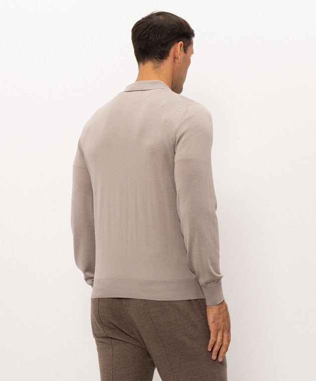 Doriani Cashmere Бежевое поло из шерсти, шелка и кашемира 18057ZIP79 изображение 4
