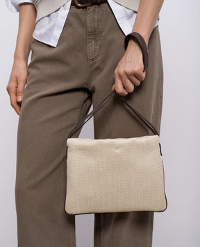 Brunello Cucinelli Бежева сумка-кісет з рафії MB72D2808